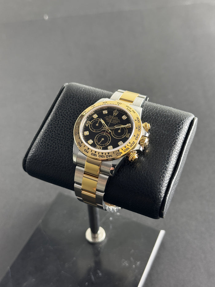 Rolex Daytona Two Tone Black Diamond Marker