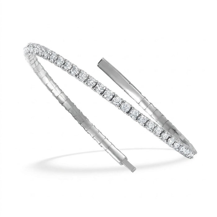 Full flex diamond wrap bangle in white gold, lab-grown diamond, front view. Creation Paul H