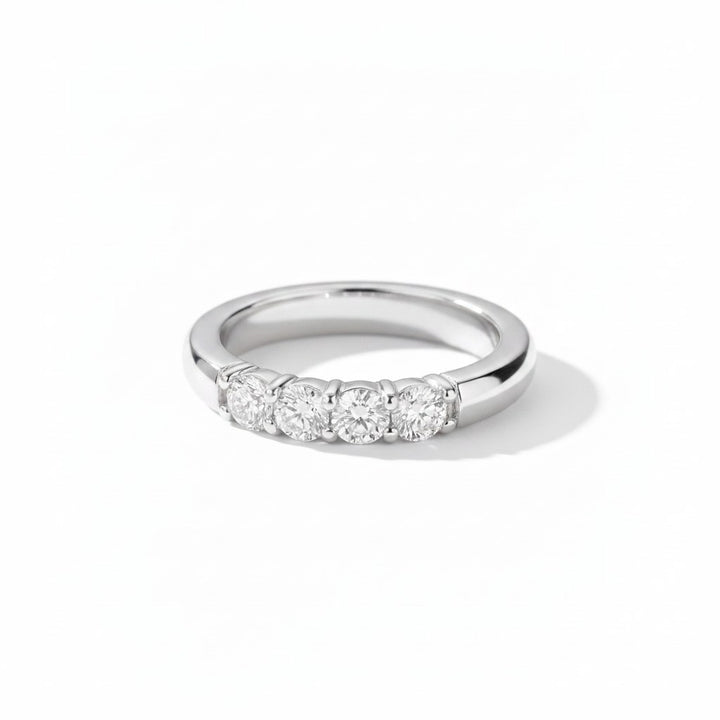 Natural diamond eternity ring, quarter coverage, white gold. Creation Paul H