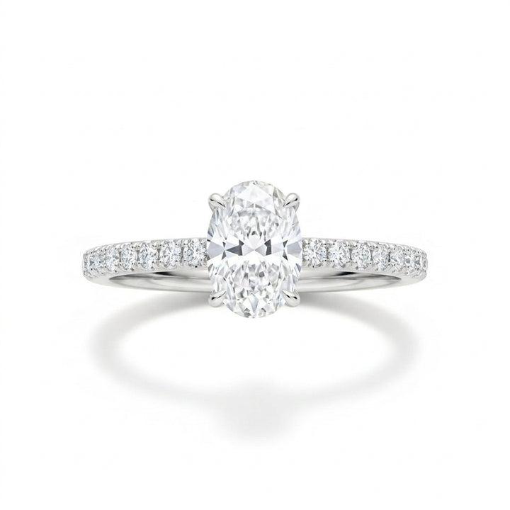 Oval Pavé Engagement Ring, white gold