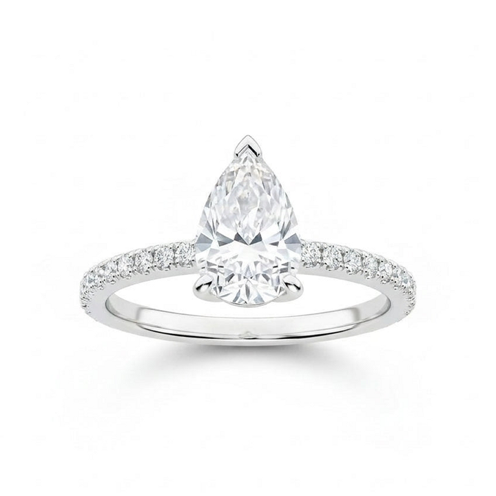 Pear Pavé Engagement Ring, white gold