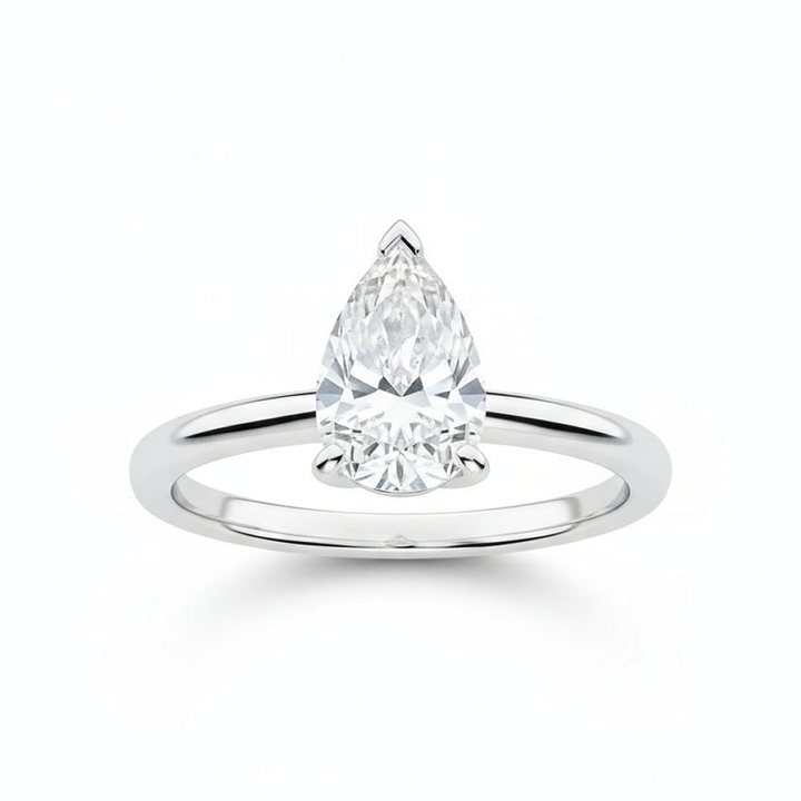 Pear Solitaire Engagement Ring, white gold