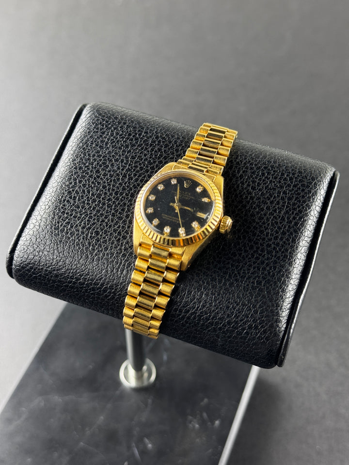 Rolex Datejust ladies Yellow Gold Black Dial Diamond