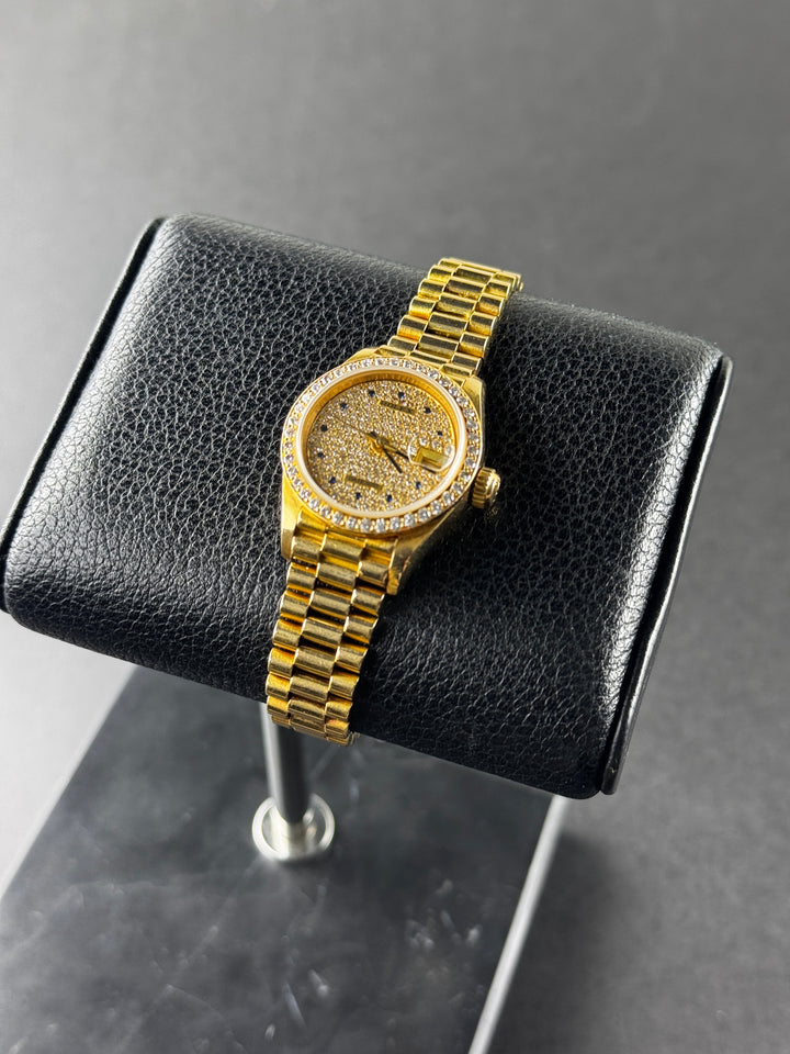 Rolex Datejust Ladies Yellow Gold Pave Dial