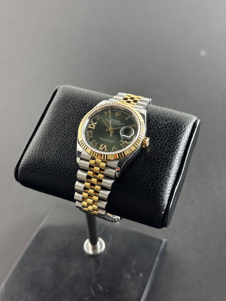 Rolex Datejust Two 36 Tone Yellow Gold Green Diamond 6-9