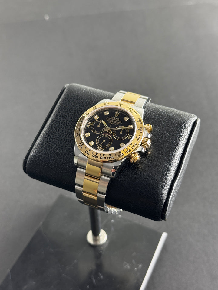 Rolex Daytona Two Tone Black Diamond Marker
