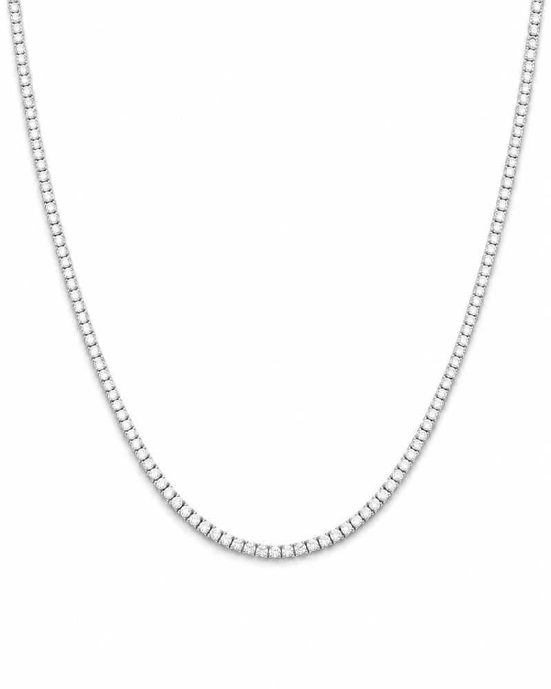 Diamond tennis necklace, white gold. Creation Paul H