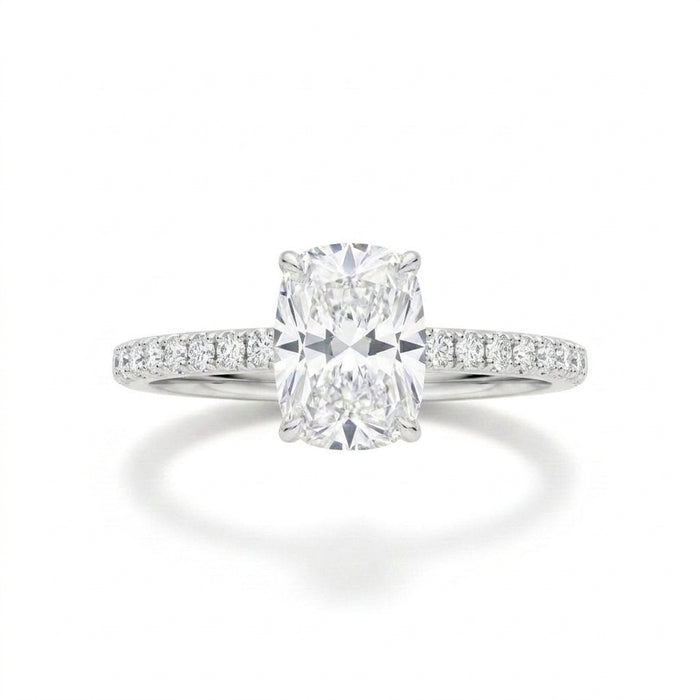 Cushion Pavé Engagement Ring, white gold