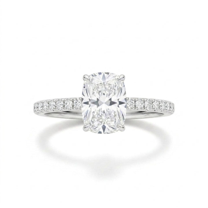 Cushion Pavé Engagement Ring, white gold