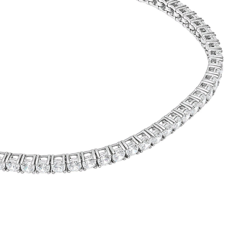 Diamond tennis bracelet, white background, view 1. Creation Paul H