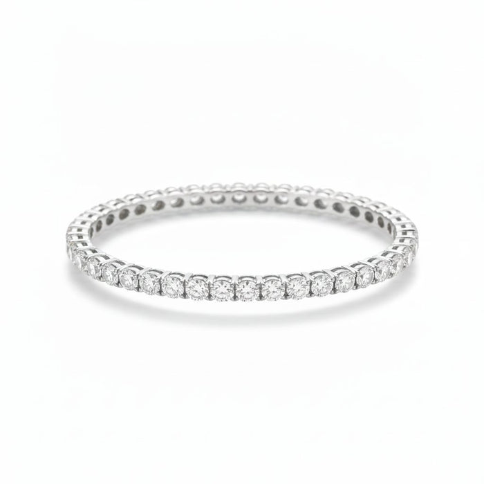 Full flex diamond bangle in white gold, lab-grown diamond, front view. Creation Paul H