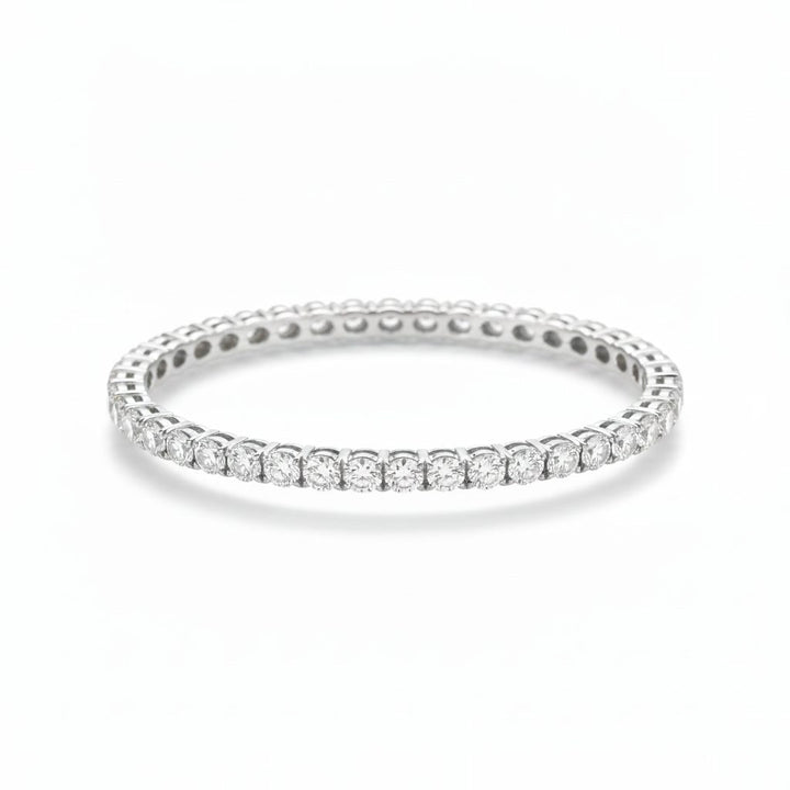 Full flex diamond bangle in white gold, lab-grown diamond, front view. Creation Paul H