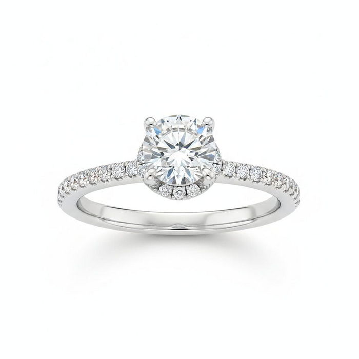 Hidden Halo Pavé Engagement Ring, white gold