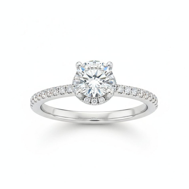 Hidden Halo Pavé Engagement Ring, white gold