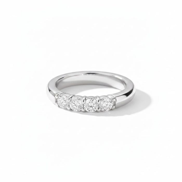 Lab-grown diamond eternity ring, quarter coverage, white gold. Creation Paul H