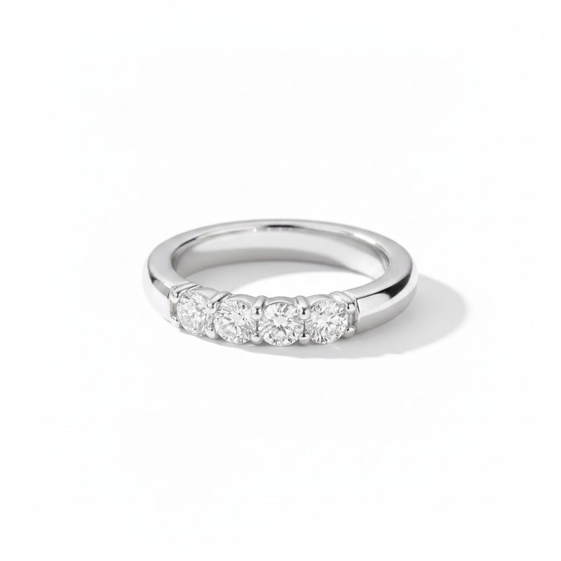 Lab-grown diamond eternity ring, quarter coverage, white gold. Creation Paul H