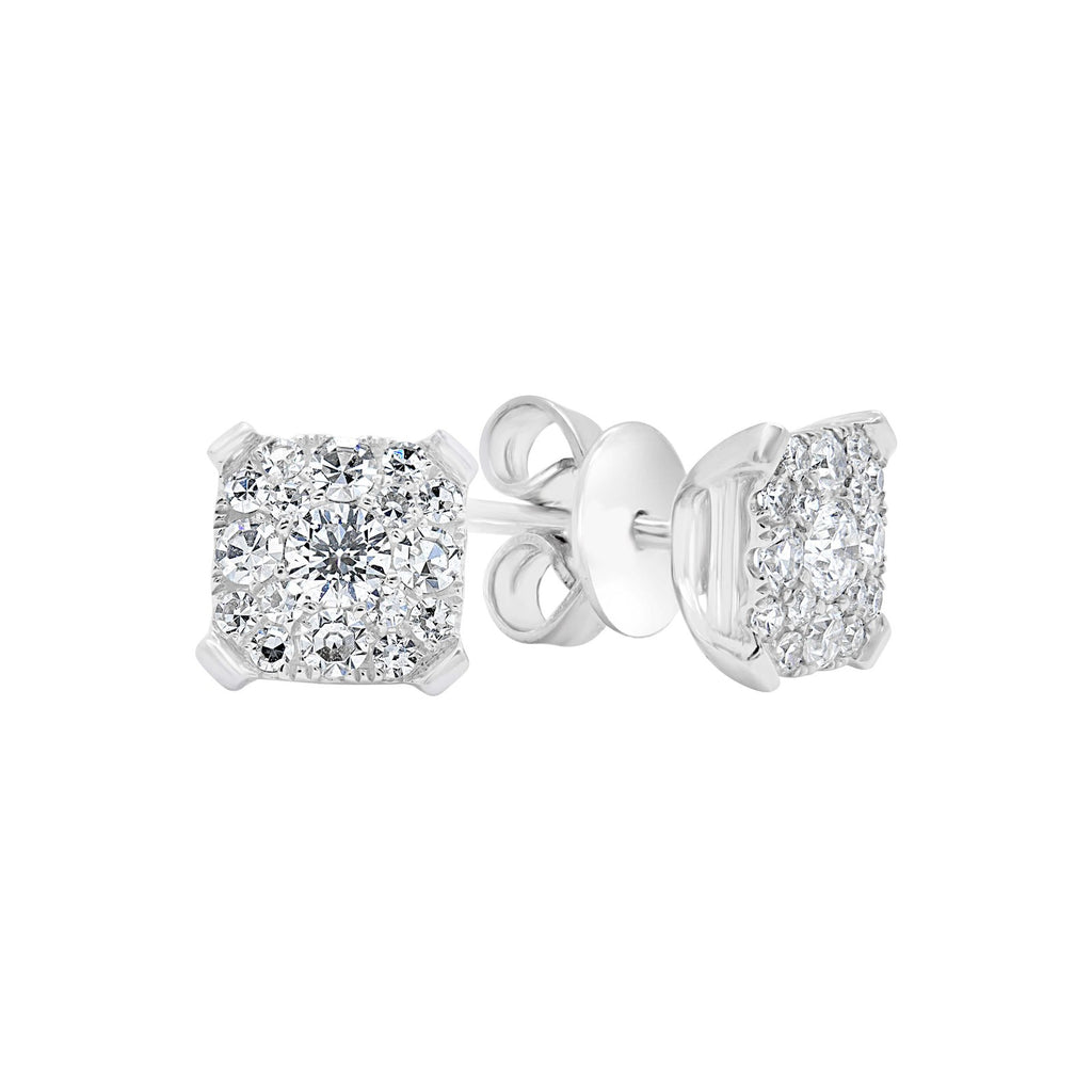 Lady Dream Square Diamond Stud Earrings