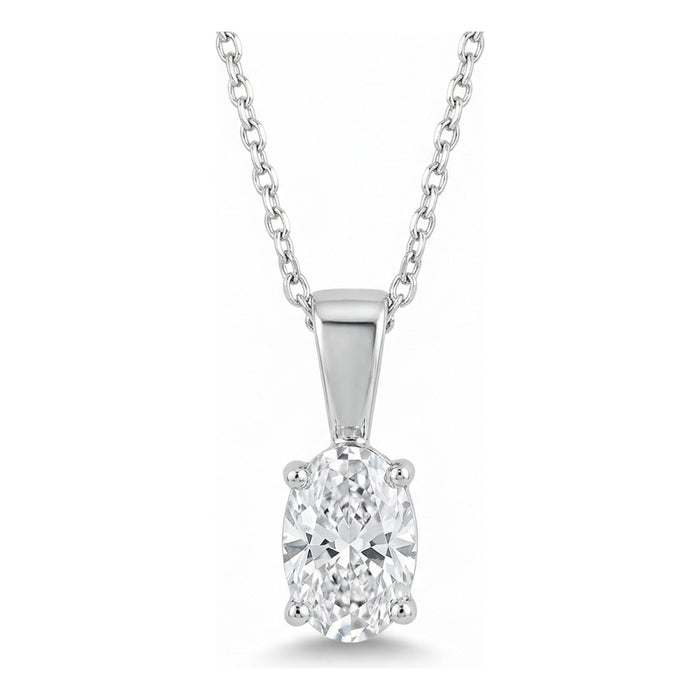 Oval diamond solitaire pendant, 0.25 ct, white gold. Creation Paul H