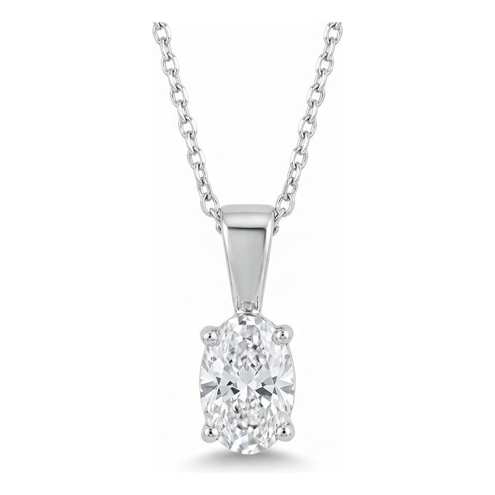 Oval diamond solitaire pendant, 0.25 ct, white gold. Creation Paul H