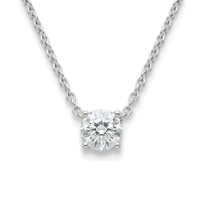 Natural diamond solitaire pendant, 1.00 ct, white gold, set directly on the chain. Creation Paul H