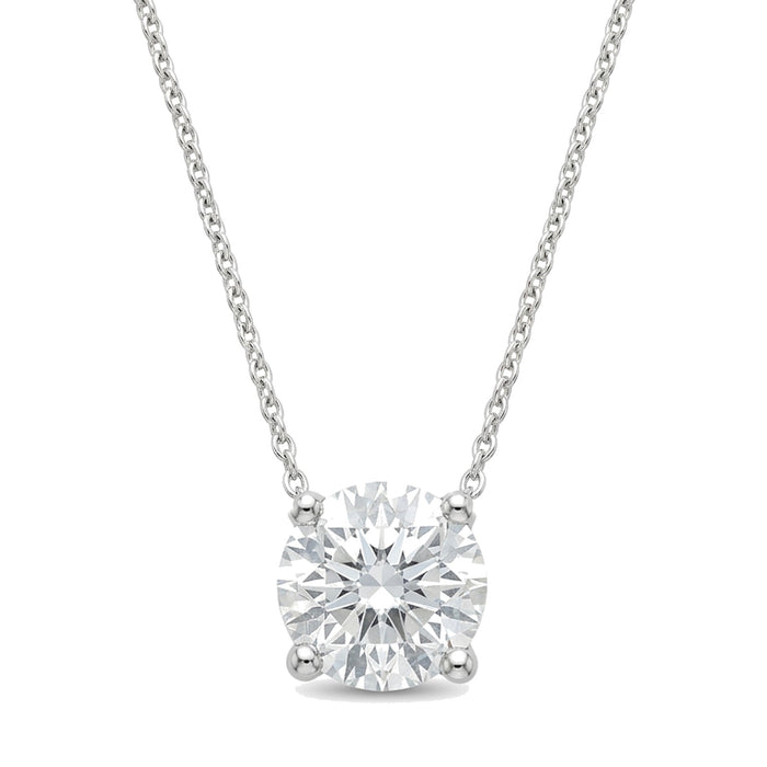Lab-grown diamond solitaire pendant, 1.00 ct, white gold, set directly on the chain. Creation Paul H