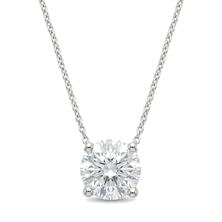 Lab-grown diamond solitaire pendant, 1.00 ct, white gold, set directly on the chain. Creation Paul H
