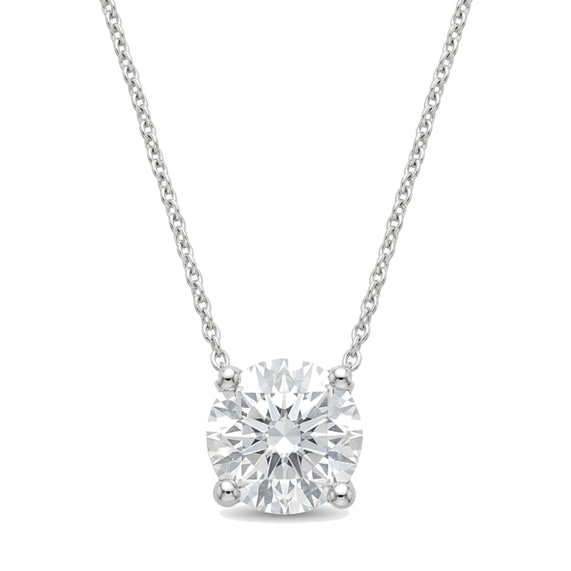 Lab-grown diamond solitaire pendant, 1.00 ct, white gold, set directly on the chain. Creation Paul H