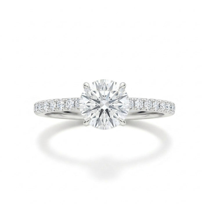 Round Pavé Engagement Ring, white gold
