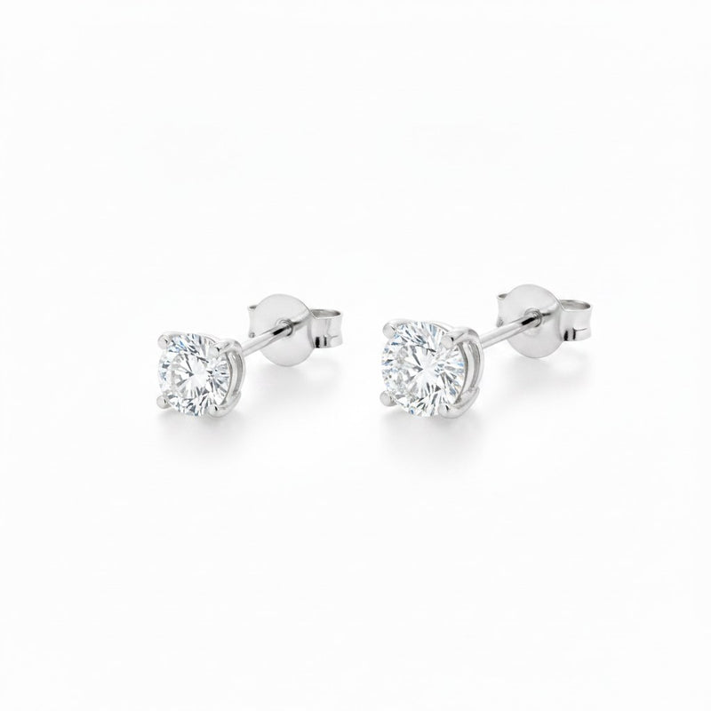 Lab-grown diamond stud earrings, 0.50 ct pair, white gold. Creation Paul H